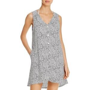 J Valdi Womens Printed Button Tank Top Swim Cover-Up Dress Size S